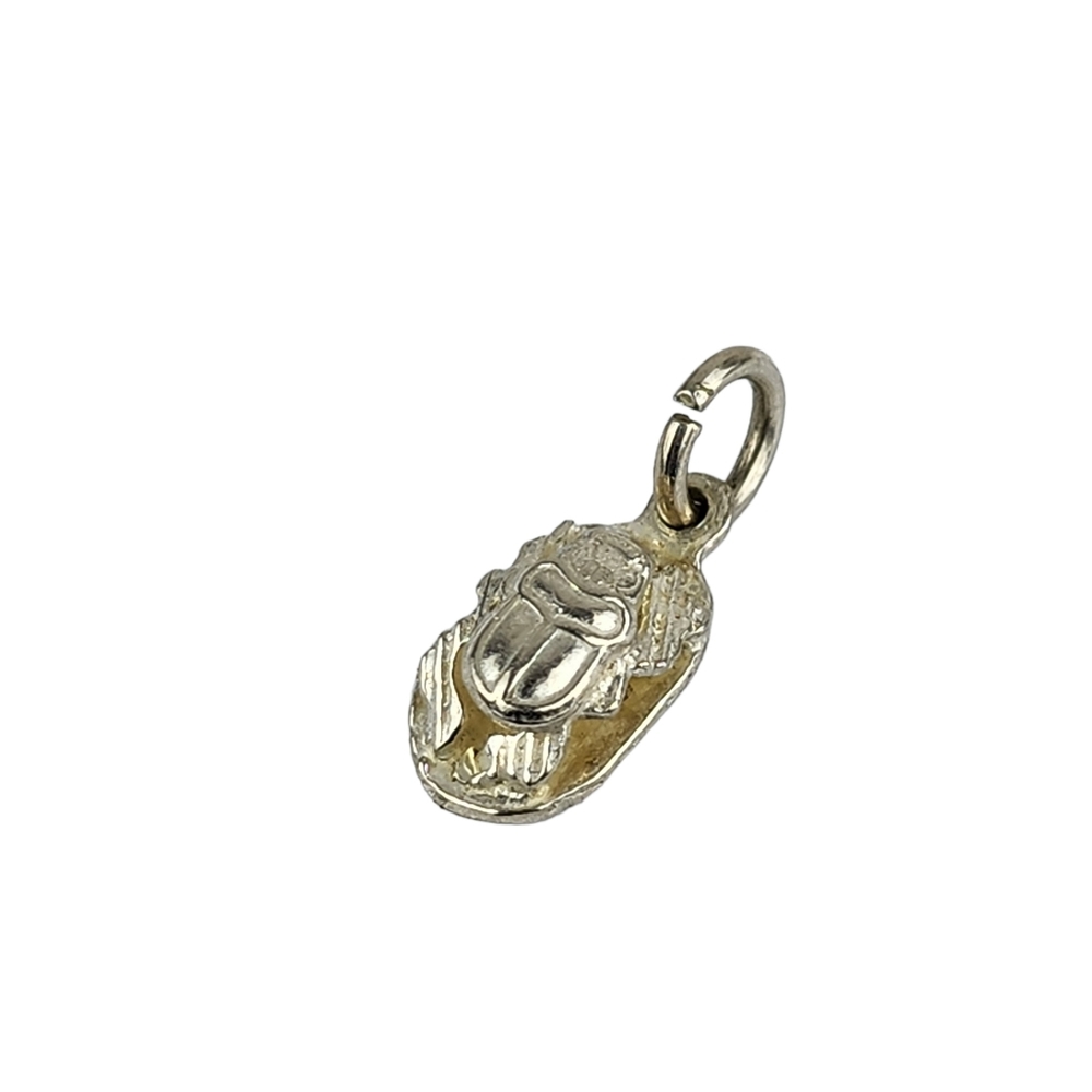Solid Silver Egyptian Scarab Charm - image 1